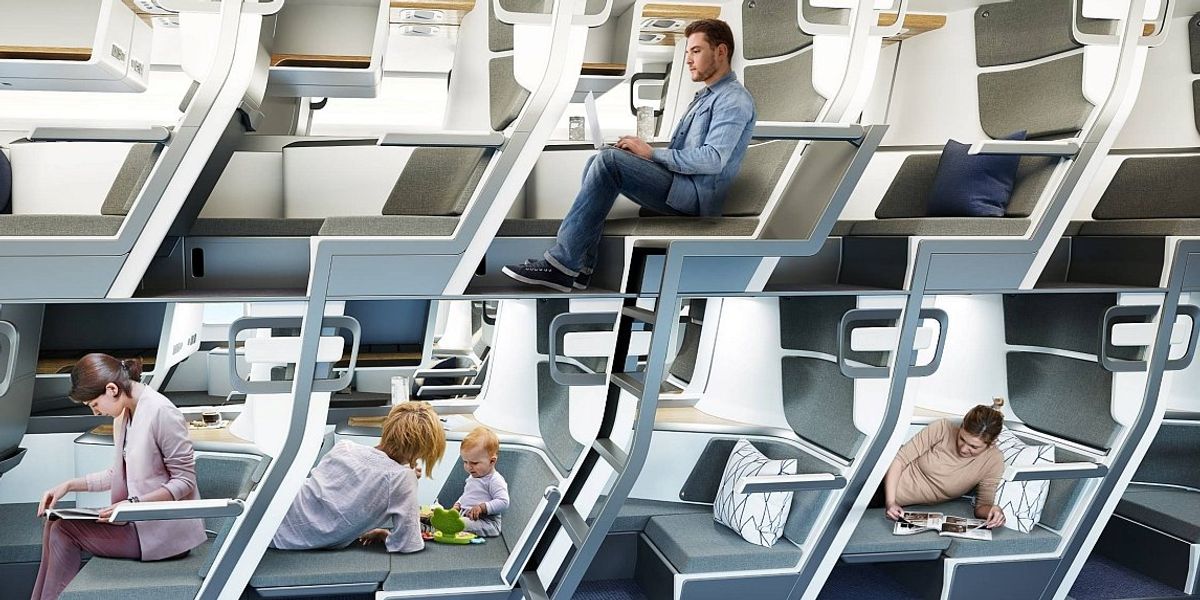 Acest scaun supraetajat reprezintă viitorul călătoriilor cu avionul?