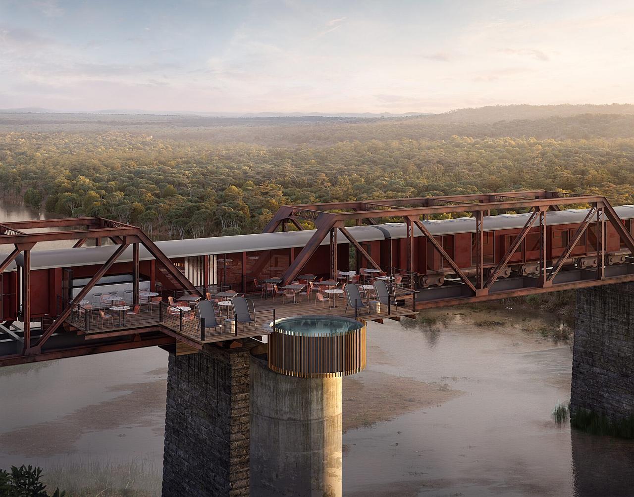 Kruger Shalati: hotel într-un tren care staţionează pe un pod